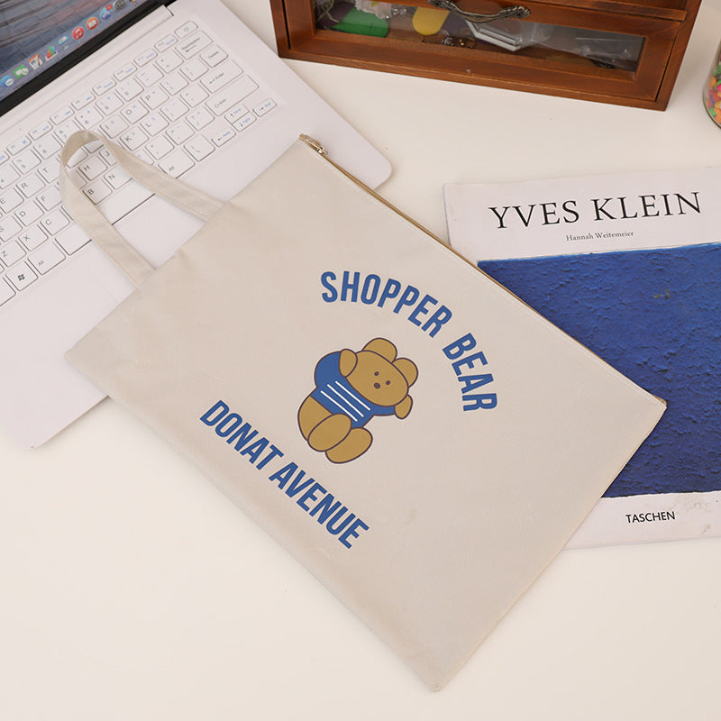 Wholesale Student test paper bag subject classification file bag canvas cute cartoon A4 zipper bag Office data storage bag